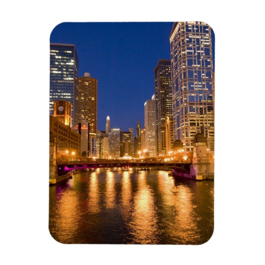 Magnet Flexible Chicago, Illinois, Skyline et Chicago River (Vertical)