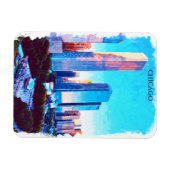 Magnet Flexible Chicago Illinois Watercolor Paint Illustration (Horizontal)
