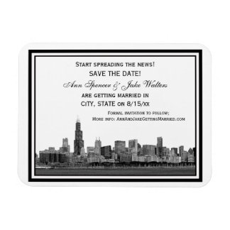 Magnet Flexible Chicago Skyline Gravé Cadre Save the Date