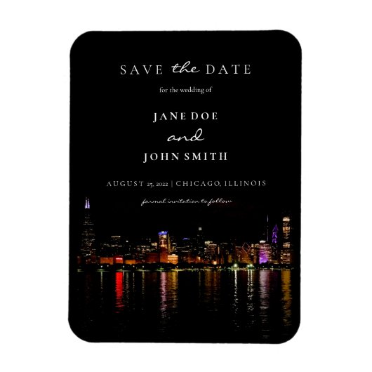 Magnet Flexible Chicago Skyline plat Enregistrer la carte Date (Vertical)
