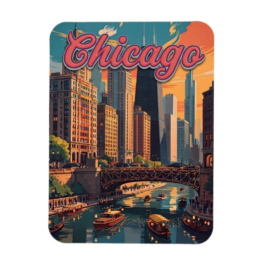 Magnet Flexible Chicago Skyline Riverfront (Vertical)