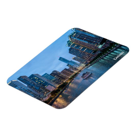 Magnet Flexible Chicago Skyline Sunset River (Côté Gauche)