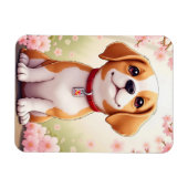 Magnet Flexible Chien adorable et fleurs (Horizontal)