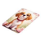 Magnet Flexible Chien adorable et fleurs (Côté Gauche)