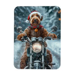Magnet Flexible Chien Airedale à Vélo Moto Noël