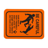 MAGNET FLEXIBLE CHIEN AMI PAS DANGEREUX (ATTENTION) SIGNE (Horizontal)