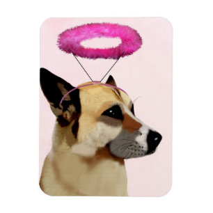 Magnet Flexible Chien avec Halo rose