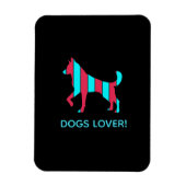 Magnet Flexible Chien - Cute Pet Pop Art, Bleu & Rouge Animal Abst (Vertical)