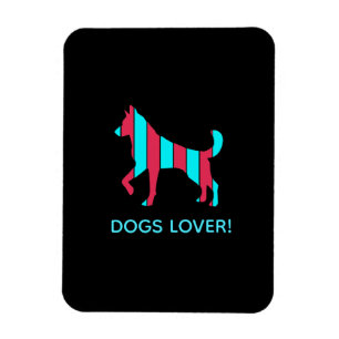 Magnet Flexible Chien - Cute Pet Pop Art, Bleu & Rouge Animal Abst
