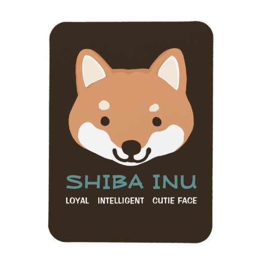 Magnet Flexible Chien de dessin Shiba Inu avec texte personnalisé (Vertical)
