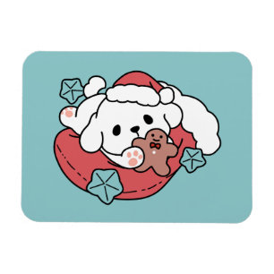 Magnet Flexible Chien de Noël à Santa Hat - Jour de Noël pour Anim