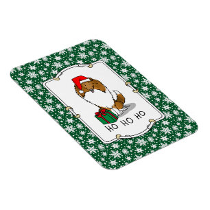 Magnet Flexible Chien de Noël Santa Hat Shetland Sheepdog (sable)
