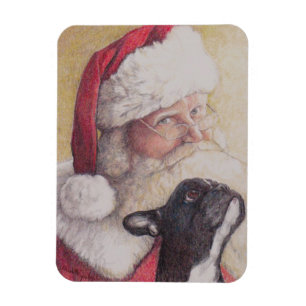 Magnet Flexible Chien de taule français et Père Noël Dog Art Flat
