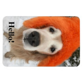 Magnet Flexible Chien d'or retriever avec Casquette orange flou en (Horizontal)