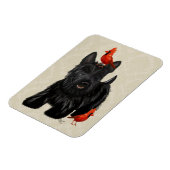 Magnet Flexible Chien écossais et Oiseaux rouges (Côté Gauche)