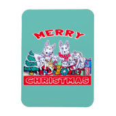 Magnet Flexible Chien Joyeux Noël Blanc Berger Fête GSD Fun (Vertical)