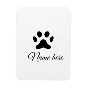 Magnet Flexible Chien patte noir animal ajouter nom texte animal p