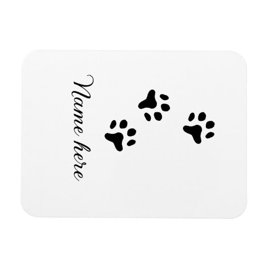 Magnet Flexible Chien patte noir animal ajouter nom texte animal p (Horizontal)