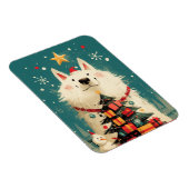 Magnet Flexible Chien Samoyède mignon avec Noël (Côté Droit)