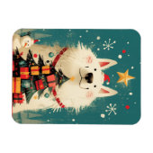 Magnet Flexible Chien Samoyède mignon avec Noël (Horizontal)