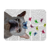 Magnet Flexible Chien-taureaux et papillons français blancs (Horizontal)
