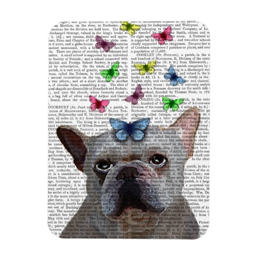 Magnet Flexible Chien-taureaux et papillons français blancs (Vertical)