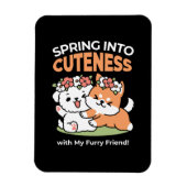 Magnet Flexible Chiens de jeu avec Flower Crowns - Fun Spring Them (Vertical)