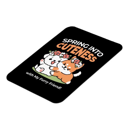 Magnet Flexible Chiens de jeu avec Flower Crowns - Fun Spring Them (Côté Gauche)