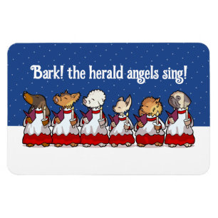 Magnet Flexible Chiens de Noël drôles chantant Carol Pug Pomerania
