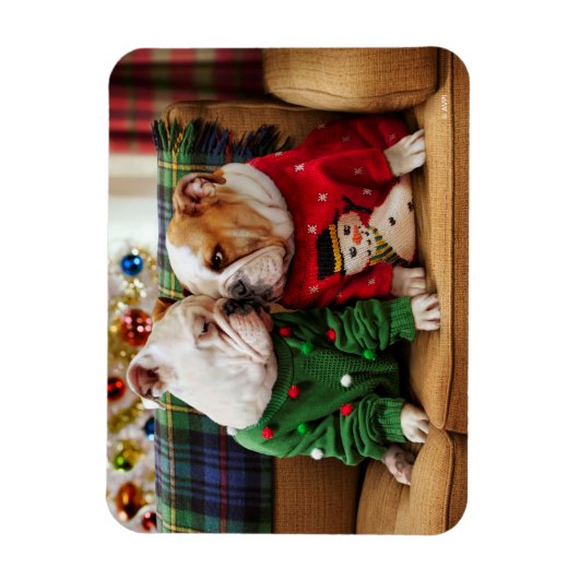 Magnet Flexible Chiens de Noël en pulls (Vertical)