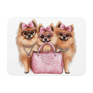 Magnet Flexible Chiens de Poméranie à la mode Porte-monnaie rose