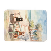 Magnet Flexible Chiens en Adirondack Chaises Pastel Beach Scène (Horizontal)