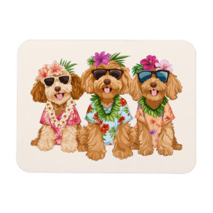 Magnet Flexible Chiens Goldendoodle Hawaïens Lei de Fleurs