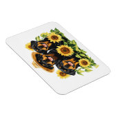 Magnet Flexible Chiens Rottweiler Entourés De Tournesols (Côté Droit)