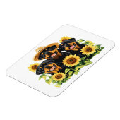 Magnet Flexible Chiens Rottweiler Entourés De Tournesols (Côté Gauche)