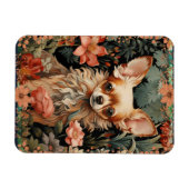 Magnet Flexible Chihuahua avec des fleurs en style William Morris (Horizontal)