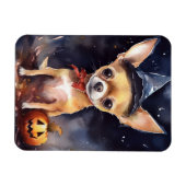Magnet Flexible Chihuahua d'Halloween avec la peur Citrouille (Horizontal)