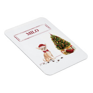 Magnet Flexible Chihuahua drôle de chien de Noël avec arbre