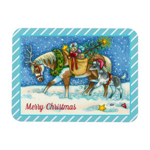 MAGNET FLEXIBLE CHINCOTEAGUE PONY, VACANCES CHRISTMAS HORSE