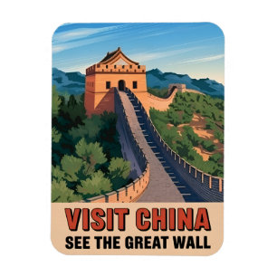 Magnet Flexible Chine Vintage voyage Grande Muraille Paysage rétro