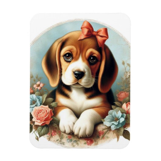 Magnet Flexible Chiot Beagle vintage (Vertical)