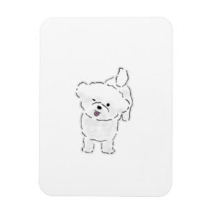 Magnet Flexible Chiot Bichon Frise Mignon et Heureux Sortant la La