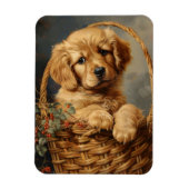 Magnet Flexible Chiot d'or retriever dans un panier flexible (Vertical)