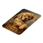 Magnet Flexible Chiot d'or retriever dans un panier flexible (Côté Gauche)