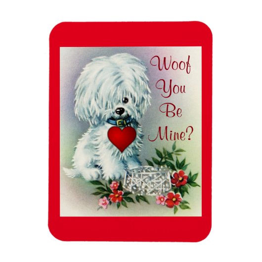 Magnet Flexible Chiot vintage Valentine (Vertical)