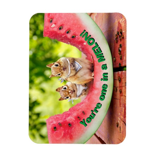 Magnet Flexible Chipmunks mangeant de la pastèque (Vertical)