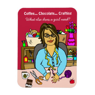 Magnet Flexible Chocolat, Artisanat et Café Drôle à la main