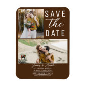 Magnet Flexible Chocolat Brown 2 Photos Enregistrer la date Mariag (Vertical)