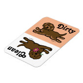 Magnet Flexible Chocolat Labrador Chiot propre / sale (Côté Gauche)