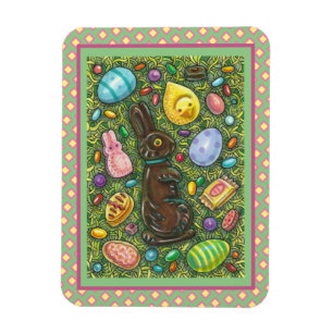 MAGNET FLEXIBLE CHOCOLAT PÂQUES BUNNY, POULET, OEUFS, JELLY BEANS
